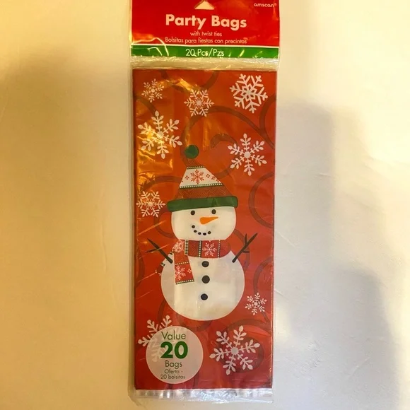 Amscam 20 Count Small, Cello, Festive Snowman Party Bags/Treat Containers/Baking - Picture 5 of 7